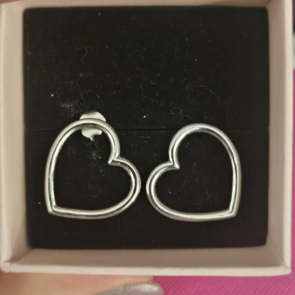 Pandora Silver Heart Stud Earrings